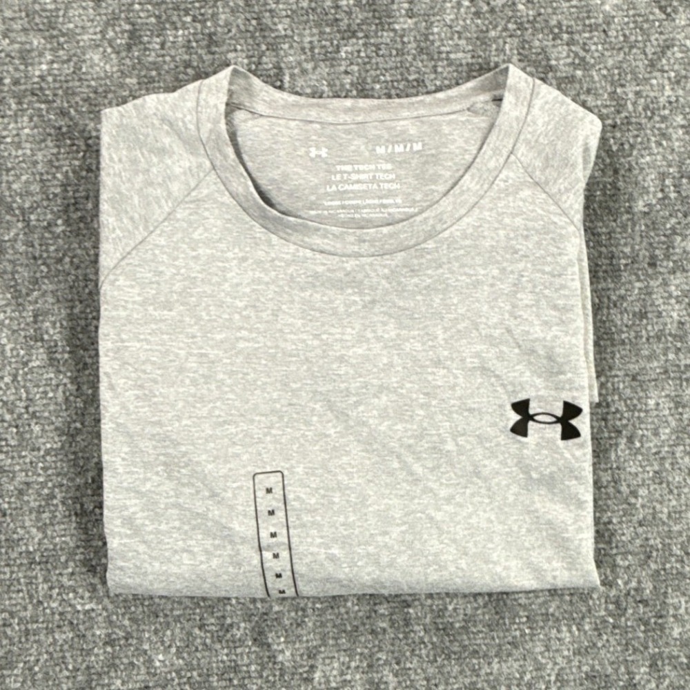 Under Armour Mens Medium Heather Gray Tech Tee Short Sleeve Training Shirt NWT